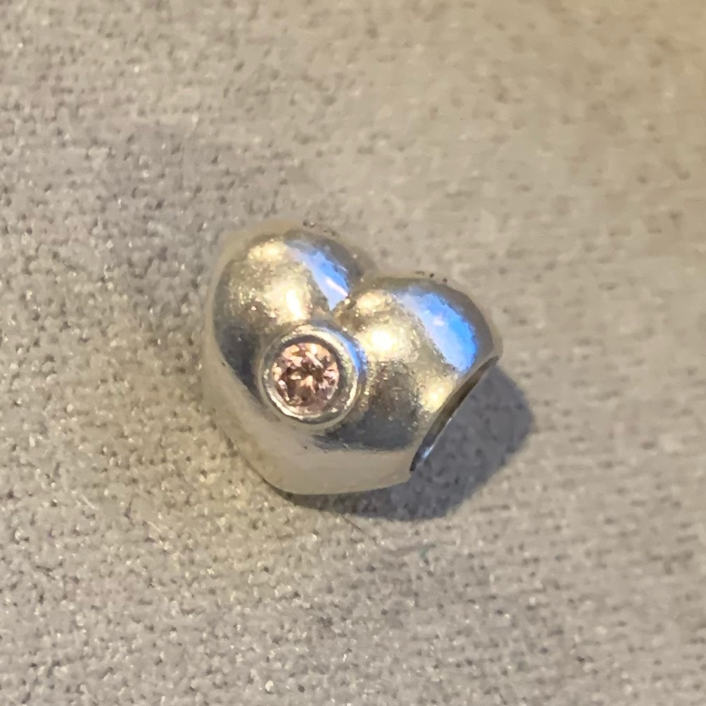 Pandora Sterling Silver Pink CZ Heart Charm